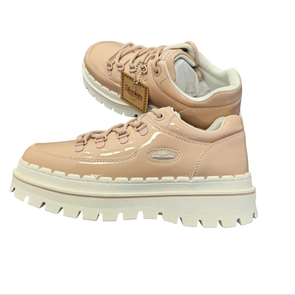 Skechers Jammers Cool Block Chunky Oxford Pale Pink Shoes NEW
